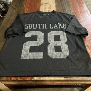 Hollister Black and Gray Varsity Jersey